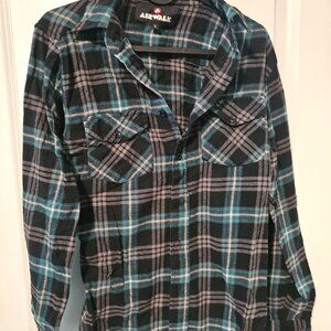 Black Gray Teal Button Up